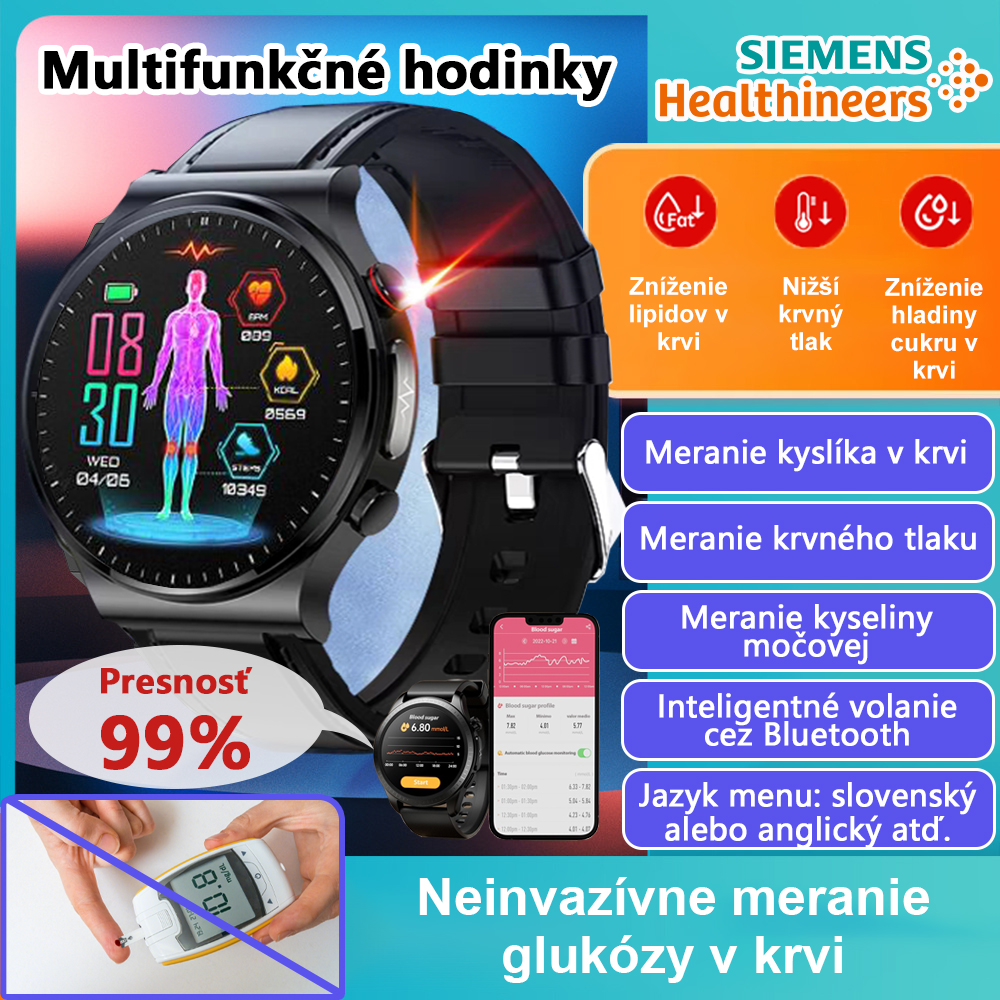 Hodinky Siemens Laser Therapy Watch monitorujú srdcovú frekvenciu / krvný tlak / hladinu cukru v krv